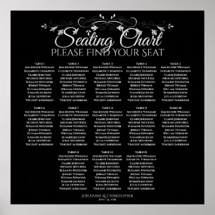 13 Tafelsilber auf der schwarzen Hochzeitstabelle Poster