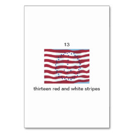13 Taschenkarten mit roten und weißen Streifen Tischnummer