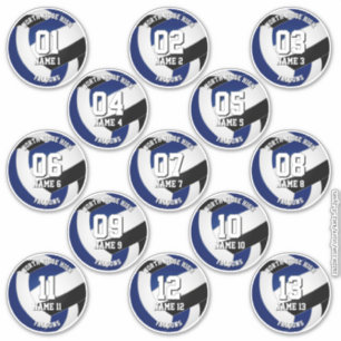 13 Team Athleten Schwarz Blau Volleyball Club Farb Aufkleber