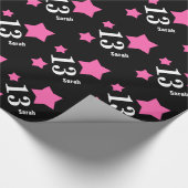 13. Teen Birthday STARS Individuelle Name V22 PINK Geschenkpapier (Ecke)