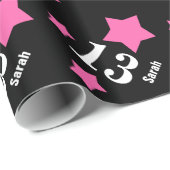 13. Teen Birthday STARS Individuelle Name V22 PINK Geschenkpapier (Rolleneckpunkt)