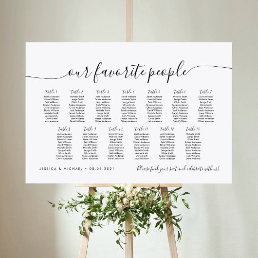 13 Tisch Elegant unsere Lieblings-Sitzkarte Poster
