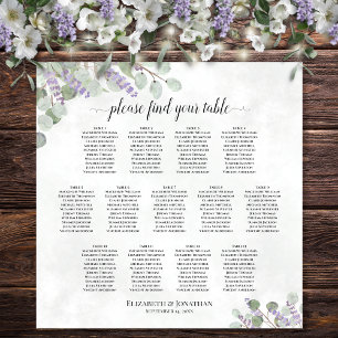 13-Tisch-Hochzeits-Sitzordnung Eukalyptus Lavendel Poster