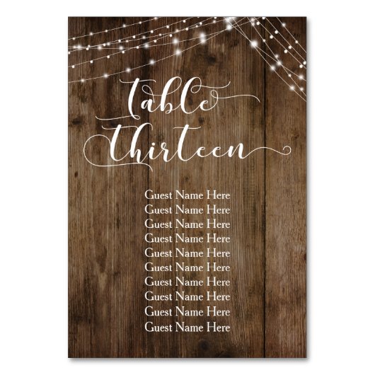 13 Tischdecken mit Gästekarte Tischnummer (Vorderseite)