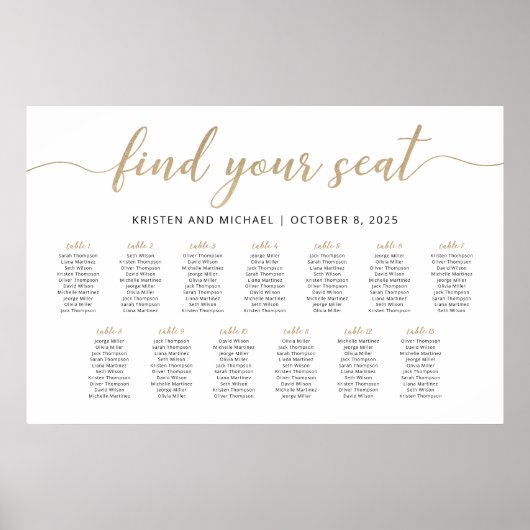 13 Tische finden Sie Ihren Sitzplan Poster (Vorne)