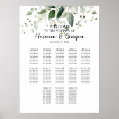 13 Tische Grüne elegante Hochzeitssitzkarte Poster (Vorne)