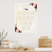 13 Tische Hochzeitssitze Gold Burgund Blumen Poster (Küche)