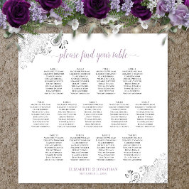13 Tischlacy Hochzeitstisch, weißer Lavendel Poster
