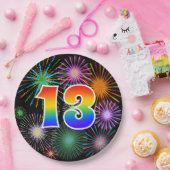 13. Veranstaltung - Spaß, farbenfroh, kühl, Regenb Pappteller (Party)