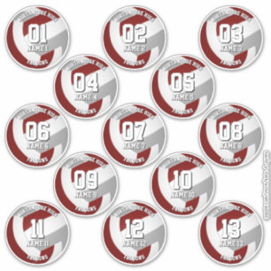 13 Volleyballspieler Maroon graue Mannschaftsfarbe Aufkleber