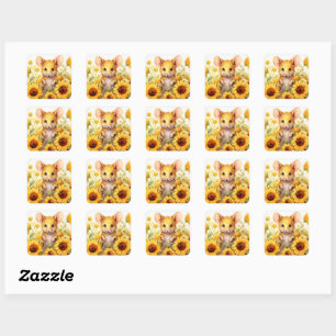 13 von 17 Sunflower Garden Miceville Quadratischer Aufkleber