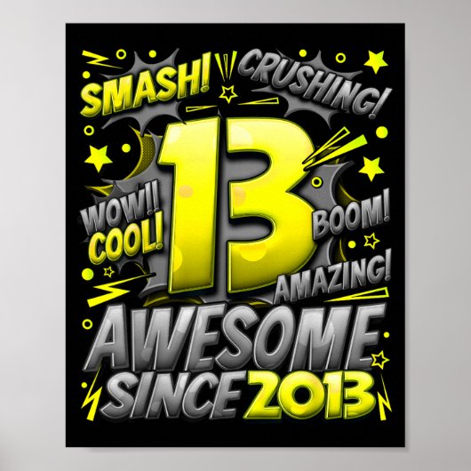 13 Year Old For Boys 13th Birthday Boy 13 Year Old Poster (Vorne)