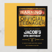 13 Year Old Teenage Birthday Boy Einladung (Vorne/Hinten)