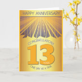 13 Year Sober Anniversary | Golden Ray 12 Step Karte (Gelbe Blume)