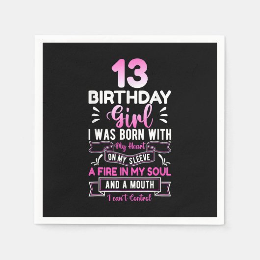 13th Birthday 13 Years Girls Funny Teenager Birthd Serviette (Vorderseite)