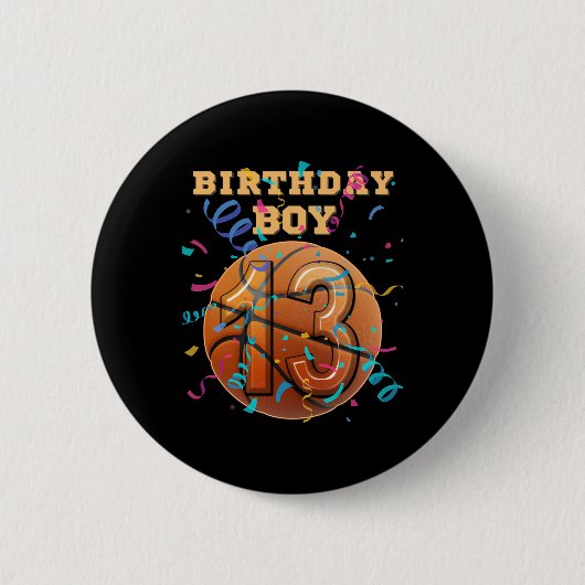 13th Birthday Boy Teen 13 Years Old Sketll Players Button (Vorderseite)