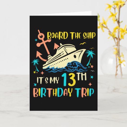 13th Birthday Cruise Trip Funny Nautical Vacation  Karte (Gelbe Blume)