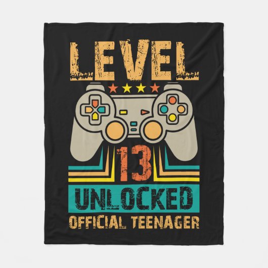 13th Birthday Gift Boys Level 13 Unlocked Official Fleecedecke (Vorderseite)