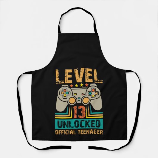 13th Birthday Gift Boys Level 13 Unlocked Official Schürze (Vorderseite)