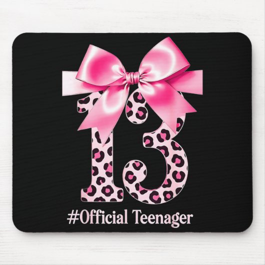 13th Birthday Girl Nk Coquette Bow Leopard 13 Year Mousepad (Vorne)