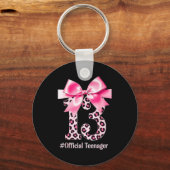 13th Birthday Girl Nk Coquette Bow Leopard 13 Year Schlüsselanhänger (Vorderseite)