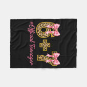 13th Birthday Girl Nk Coquette Bow Leopard 6+7 Yea Fleecedecke (Vorderseite (Horizontal))