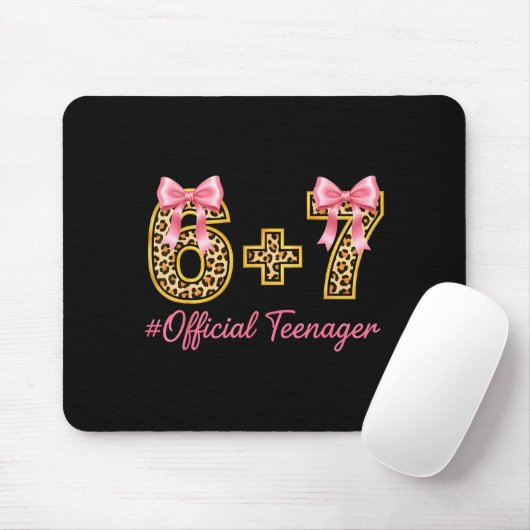 13th Birthday Girl Nk Coquette Bow Leopard 6+7 Yea Mousepad (Mit Mouse)