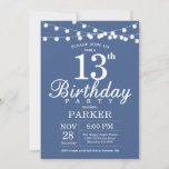 13th Birthday Invitation Blue Einladung<br><div class="desc">13th Birthday Invitation with String Lights. Blue Background. Kids Birthday. Boy or Girl Lady Bday Invite. 13th 15th 16th 18th 20th 21st 30th 40th 50th 60th 70th 80th 90th 100th,  Any age. For further customization,  please click the "Customize it" button and use our design tool to modify this template.</div>