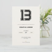 13th Birthday Invitation - Minimal Sport Style Einladung (Stehend Vorderseite)