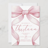 13th Birthday Invitation Pink Coquette Invite Girl Einladung (Vorderseite)