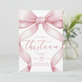 13th Birthday Invitation Pink Coquette Invite Girl Einladung (Stehend Vorderseite)