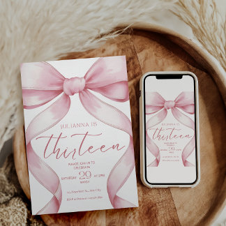 13th Birthday Invitation Pink Coquette Invite Girl Einladung