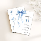13th Birthday Invitation Teens Blue Bow for Girls Einladung