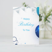 13th Birthday Navy Blue and Gold Balloons Confetti Einladung (Stehend Vorderseite)