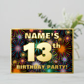 13th Birthday Party — Fun, Colorful Fireworks Look Folieneinladung (Stehend vorne)