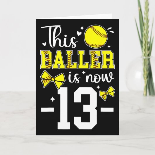 13th Birthday Party Softll Girl Thirteen Year Old  Karte (Vorderseite)