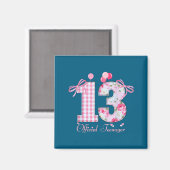 13th Birthday Teenager Coquette Bow 13 Year Old  Magnet (Vorderseite/Rückseite)