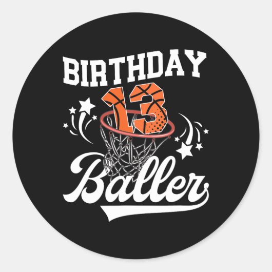 13th Sketll Birthday Thirteen Year Old Sketll Play Runder Aufkleber (Vorderseite)