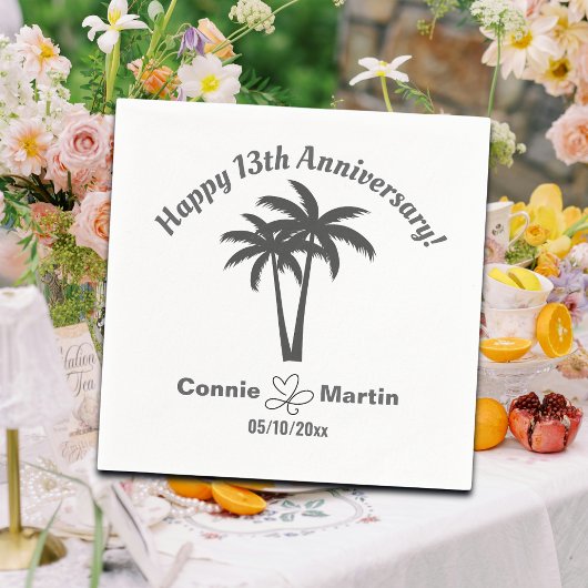 13th Wedding Anniversary Palm Trees Serviette