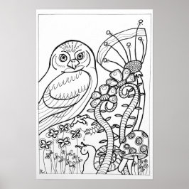 13x19 Farbplakat mit Eule Poster