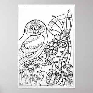 13x19 Farbplakat mit Eule Poster