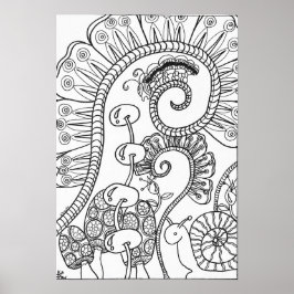 13x19 Raupe und Schnecke auf einem Plakat