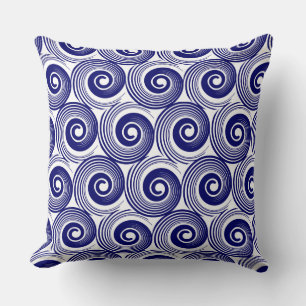140216 Spirals - Deep Navy on White Kissen