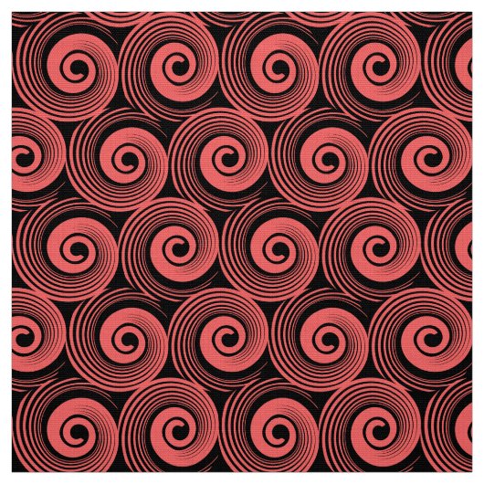 140216 Spirals - Tropisches Rosa auf schwarz Stoff (Muster)