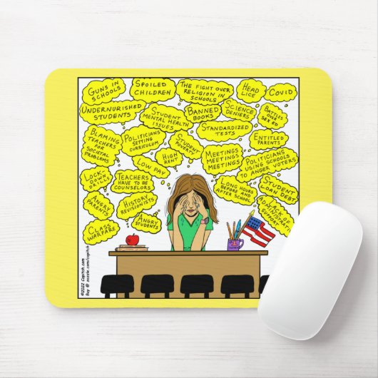 1409 Lehrer Stress and Worry Cartoon Mousepad (Mit Mouse)
