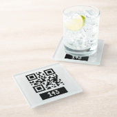 143 Geheimcode QR-Nachricht, dekodieren und sagen Glasuntersetzer (Schrägansicht)