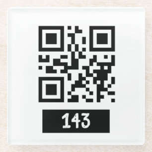 143 Geheimcode QR-Nachricht, dekodieren und sagen Glasuntersetzer