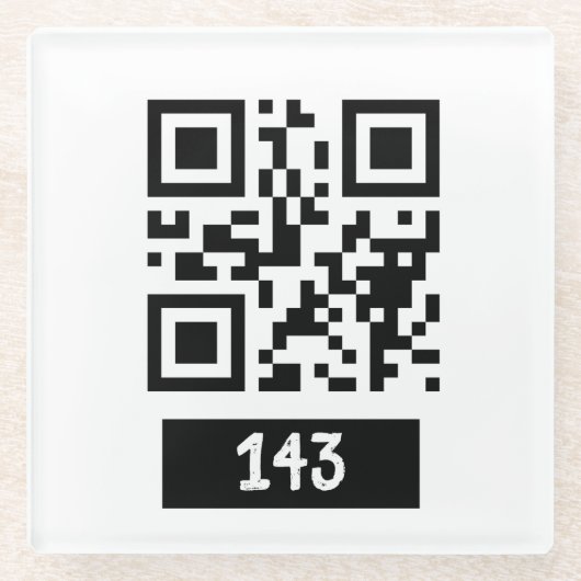 143 Geheimcode QR-Nachricht, dekodieren und sagen Glasuntersetzer (Vorderseite)