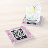 143 geheime QR-Code-Nachricht, sagen Sie, sie deko Glasuntersetzer (Schrägansicht)