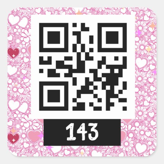 143 geheime QR-Code-Nachricht, sagen Sie, sie deko Quadratischer Aufkleber (Vorderseite)